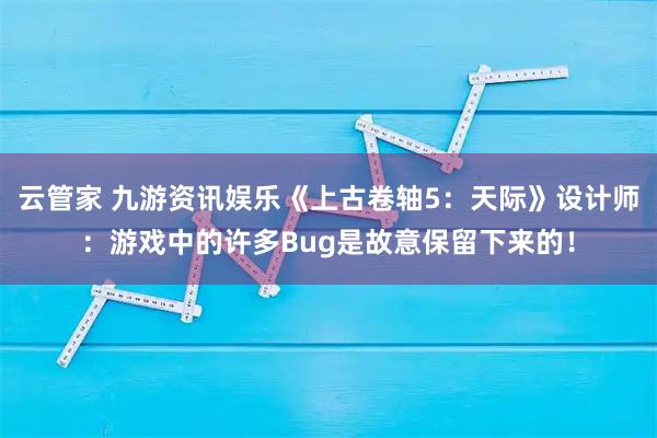 云管家 九游资讯娱乐《上古卷轴5：天际》设计师：游戏中的许多Bug是故意保留下来的！